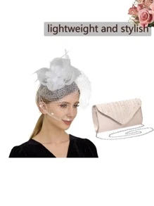 2 件套迷人头饰和晚装手拿包套装迷人头饰肯塔基德比帽赛马羽毛茶会帽女士和女孩 - 彩色 - 查看 6