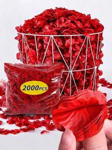 2000pcs Non-Woven Stacked Simulation Rose Petals, Wedding Decoration, Valentine's Day Celebration, Suitable For Couple DIY Handmade Date Decor