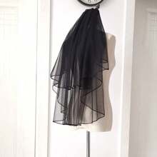 2 Tier Ribbon Edge Center Cascade Bridal Veil With Comb For Bachelorette Party - Double Layer Bare Yarn Style - View 2