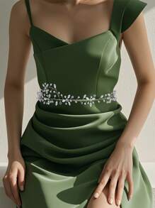 1pc Shiny Fashion Crystal Bride's Waist Belt, Crystal Decor Lady Waist Accessories Suitable For Daily Party Evening Dress, Gown