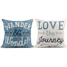4 件寻求冒险探索新地方行走奇迹爱情之旅装饰枕套家居装饰单面无枕头
