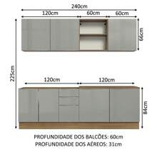 Madesa Gabinete Cocina Integral Completa 240cm Lux Marrón/Gris 05 - Marrón y Gris - Ver 3