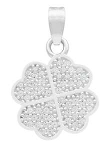 Dije Trebol Cuatro Hojas Corazón Amor Regalo Mujer Plata 925 - Blanco - Ver 1
