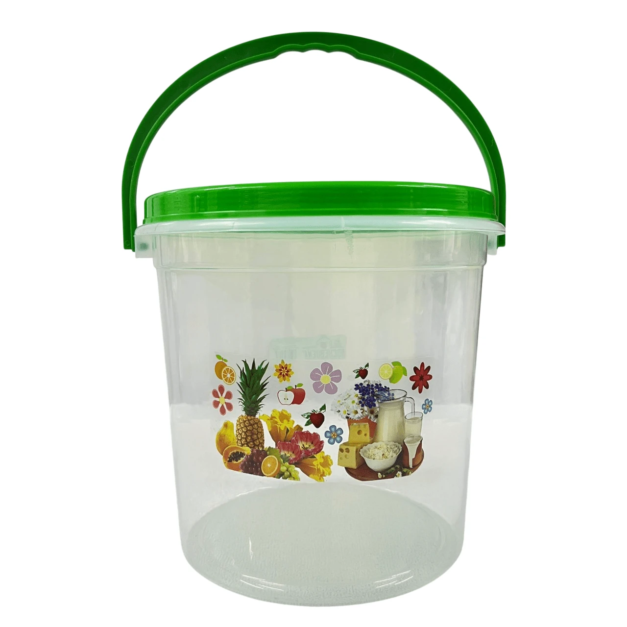 Bote Cubeta De Plástico Transparente 10L Con Tapa Y Asa: Almacenaje Seguro - Verde - Ver 1