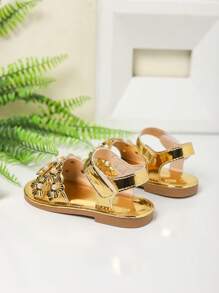 1 Pair Girl Sweet Floral Baby Beach Sandals, Spring/Summer - Gold - View 4