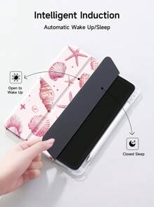 Summer Phone Case 1pc Ocean Elements & Pink Star Pattern Flat Tablet Protective Case, Compatible With IPad 10.2", IPad Pro 2021/2020, IPad 9th/10th Gen, Galaxy Tab A8 10.5" 2022, Matepad 10.4"/Tab, Anti-Drop, With Pen Slot, Support Sleep/Wake