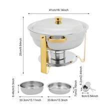4.5L 2pcs Food Warmer Food Warming Container Silver/Golden Soup Warmer Chafing Dish Set Buffet Chafer For Wedding Party Banquet - Gold - View 3