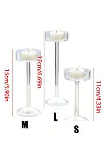 1 件高架玻璃烛台套装，玻璃茶灯烛台，透明婚礼飓风优雅茶灯台，适用于餐饮派对家居装饰派对餐桌布置礼物，浪漫烛光晚餐道具，房间装饰，礼物（无蜡烛） - 彩色 - 查看 9