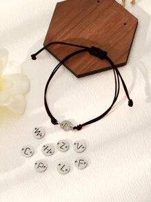 1条字母不锈钢编织手链，26个字母吊坠，适合青少年，简约日常饰品