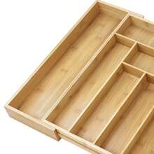 Vandise Cutlery Tray Bamboo Drawer Organiser Expandable From 32 X 43cm To 52 X 43cm, 5cm Depth, Waterproof Utensil Holder 6 To 8 Separate Slots For Kitchen, Bedroom, Office Cutlery Drawer Organiser, Expandable Utensil Tray For Kitchen, Adjustable Wood Flatware Holder, Drawer Organiser Trays, Compact Storage For Spoons Forks Knives, 20.5"W X 17"W X 2"H  Cutlery Tray Drawer Organiser Rack 6-8 Compartment Holder Knife And Fork Drawer Organiser, Expandable Kitchen Cutlery Trays, Adjustable Large Utensil Drawer Organiser - Khaki - View 9