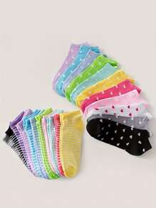 10 Pairs/20 Pairs Random Color Women Short Socks, Fashionable Colorful Breathable Comfortable Short Socks