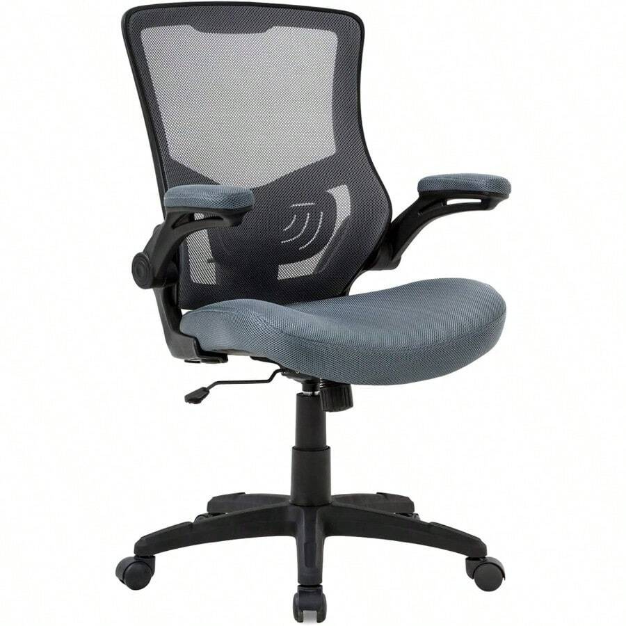 Office Chair Ergonomic Office Chair Desk Chair With Lumbar Support Flip Up Arms Modern Task Adjustable Swivel Rolling Executive Mesh Computer Chair Grey