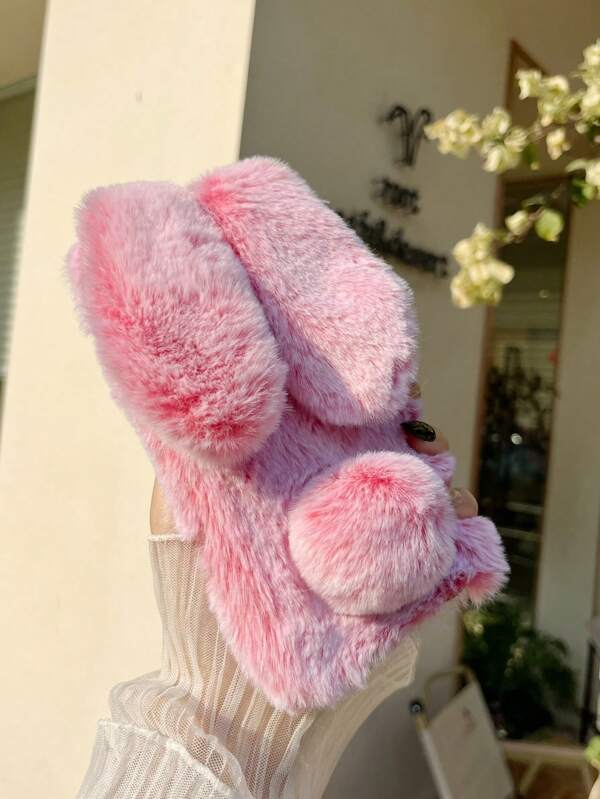 Cute Rabbit Ear Plush Phone Case, Fluffy Phone Shell + Compatible With IPhone 16 Pro Max, S25U, OPPO, VIVO, MOTO Waterproof Shockproof Anti-Fall Scratch Resistant