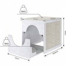 MU:4LIFE Pull-out Mueble Caja Arenero para Gato con Tabla Rasca, Ruedas y Cama (Madera Blanco) - Madera Blanco - Ver 3