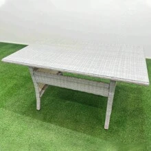 Fimous Outdoor Garden Furniture Sets 6 Seater Wicker Rattan Furniture Sofa Sets With Rectangular Dining Table High Back Lounge Sofa Side Table Light Grey - Light Grey - View 2