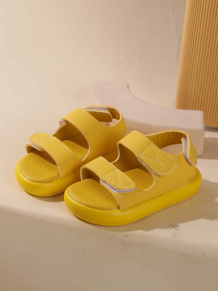 1 双儿童男童凉鞋，时尚男童鞋，夏季儿童沙滩鞋，钩环幼儿凉鞋 - 黃色 - 查看 1