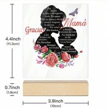 Putuo Decor 1 件西班牙方形亚克力标牌木质底座桌面装饰，Gracias Mama Por Darme La Vida Y Entregarme Todo Tu Amor，适合家庭农舍客厅壁炉的桌面装饰，母亲节礼物 - 彩色 - 查看 4