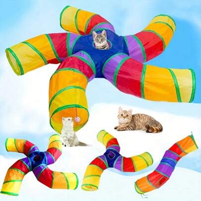 Foldable Cat Tunnel Toy, Let Your Feline Friends Play To Their Heart's Content