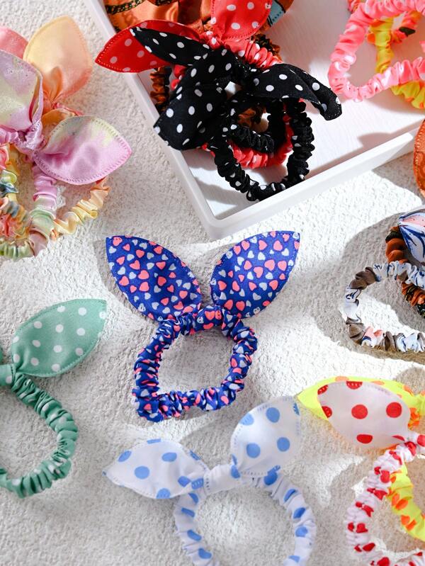 Set da 20 pezzi di elastici per capelli con orecchie da coniglio, scrunchies elastici come accessori per capelli per ragazze, adatti per il ritorno a scuola