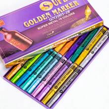 12pcs Metallic Acrylic Markers - Water-Based, Vibrant Colors For DIY Crafts, Doodling & Touch-Ups - Perfect For Halloween, Christmas, Thanksgiving Decorations