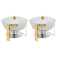 4.5L 2pcs Food Warmer Food Warming Container Silver/Golden Soup Warmer Chafing Dish Set Buffet Chafer For Wedding Party Banquet - Gold - View 1