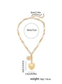 1pc Mother's Day Love You Heart Letter Pendant Necklace For Ladies, Fashion High-End Gift Suitable For Holiday, Birthday, Banquet, Wedding, Or Daily Wear