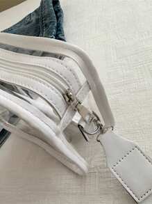 New Summer Transparent Girl Bag With Wide Strap, Heart Design Cross-Body Bag, Small Square Shoulder Bag, Personalized Phone Pouch - White - View 7