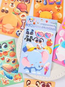 24 PIEZAS de pegatinas de la serie de disfraces de animales, que incluyen gatos, abejas, zorros y otros estilos, adecuadas para materiales de scrapbooking DIY, maletas, tazas, fundas de teléfono y otras pegatinas autoadhesivas