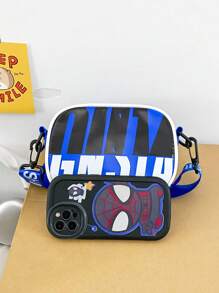 A Contrasting Letter Diagonal Shoulder Bag Is A Fashionable And Innovative Harajuku Style Bag That Children Love. It Is Suitable For Daily Use By Both Boy And Girl, Such As Going To School, Shopping, And Traveling. It Can Be Paired With Clothes, And The Zipper Can Store Lipstick And Change, Making It The Best Choice For Giving Gifts To Friends And Family.