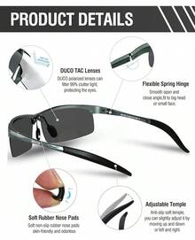 DUCO Mens Sports Polarized  UV Protection  For Men 8177s - Gunmetal Frame Revo Mirror Lens - View 5