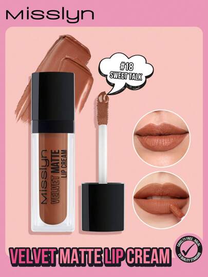 Misslyn VELVET MATTE LIP CREAM, Lightweight, Long Lasting High Impact Color, Smooth And Creamy Texture, Silky Velvety Finish, High-Intensity Matte Color, Against Dryness, Y2K Makeup Party Beach Travel Holiday Camping Outdoors Present Rose Fashion Girl New Year Cosmetic Cosplay Best Trip Festivals Color Fancy Campus School Charm Vibe Cny Chinese New Year, Valentine's Day Gifts