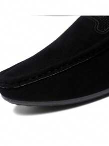Men's Canvas Loafers, Casual Practical Solid Color - Black - View 6