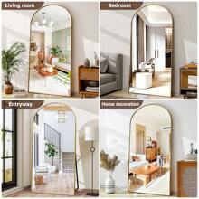 77"X38" Large Arch Mirror Full Length, Oversized Wall Mirrors With Aluminum Alloy Frame, Full Body Floor Mirror For Bedroom, Dressing Room, Black-Gold Home Decor Back To School Room Decor School Supplies - 金色 - 查看 2