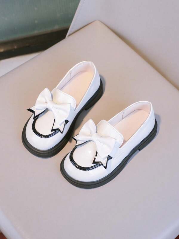 1 par de sapatos baixos elegantes minimalistas para decoração de laço para meninas, adequados para o verão