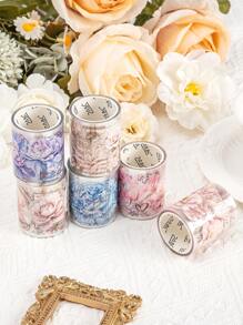 6 Rolls/Box Handbook Material Tape Plant Flower Plant Tape, Creative Waterproof PET Material Design Sticker Roll, Suitable For Photo Album Border Decoration DIY Hand Account Decoration Landscape Material Tape, Hand Account Gift For Friends - Multicolor - View 4