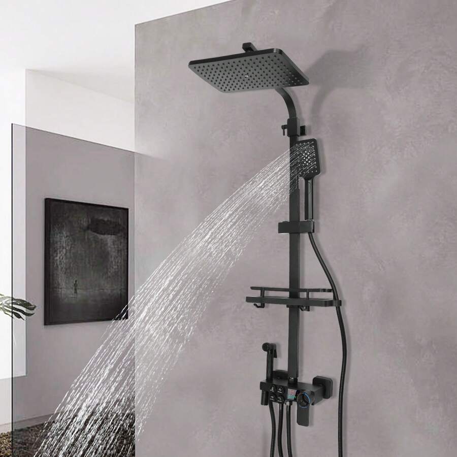 YUNRUX Rain Shower Shower Set Shower System Hand Shower And Head Shower Shower Set Shower Black - Black - View 1