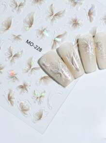 5pcs/Set One Bag Rnadom Color Gradient Color Butterfly Design French Nail Art Stickers Decal Self-Adhesive Ail Tips Guides For Diy Decoration Stencil Tools - Multicolor - View 3