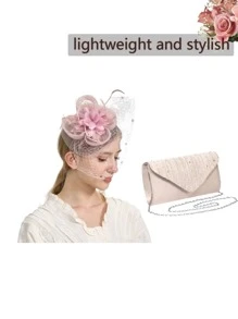 2 件套迷人头饰和晚装手拿包套装迷人头饰肯塔基德比帽赛马羽毛茶会帽女士和女孩 - 彩色 - 查看 8