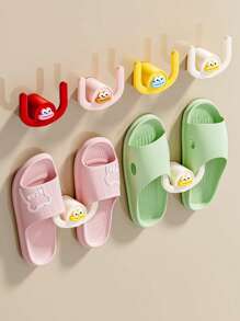 2pcs Wall-Mounted Bathroom Slipper Rack, Adhesive Hanger Rack, No-Drill, Bathroom Storage Shelf For Slippers - Multicolor - View 4