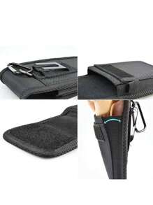 1个装竖款尼龙手机腰带夹，钱包式设计，适用于5.7-6.3英寸手机（XXL），可作腰包使用，防水，适合旅行、度假、圣诞礼物、斜挎包、单肩包、骑行包，黑色，适合徒步旅行、学生使用，大容量，多功能，户外便携，时尚休闲，可作腰包、礼品袋，男士夏季返校季、春季开学用品、男士腰包 - 黑色 - 查看 10