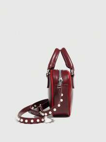 1pc PU Leather Handbag, Retro Small Bag, Heart-Shaped Bag, Valentine's Day Women's Bag, Pearl Shoulder Strap Shoulder Crossbody Bag, Versatile Tote Bag For Women - Multicolor - View 5