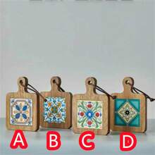 4 件套花卉木制三脚架套装 - 耐热厨房桌垫、复古餐垫、隔热垫、合成盖材料 - 彩色 - 查看 16