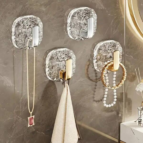 1/2/4 piezas Ganchos con diseño de flor de hielo, toalleros de baño, ganchos para utensilios de cocina, ganchos de pared para almacenamiento