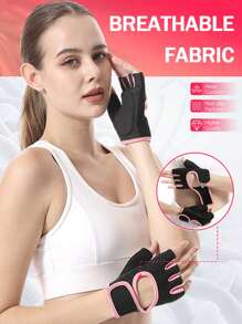 EIGIIS زوج من قفازات التمرين للنساء مانعة للانزلاق لرفع الأثقال مع امتصاص الصدمات، قفازات رياضية بقبضة ممتازة لحماية اليد للتمارين الرياضية مثل رفع الأثقال، الدراجات، السحب، التسلق