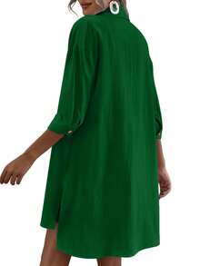 2pcs/Set Women Casual Sports Set, Long Shirt And Shorts - Green - View 3