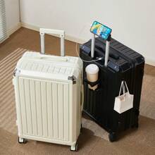 24" Spinner Luggage Suitcase Trolley Case With Wheels For Travel, Quiet Rolling, Password Lock, Unisex Design - Black - View 5