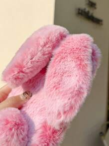 可爱兔耳朵毛绒手机壳，蓬松手机壳 + 兼容 16 Pro Max、S25U、OPPO、VIVO、MOTO 防水防震防摔防刮 - 藕粉色 - 查看 9