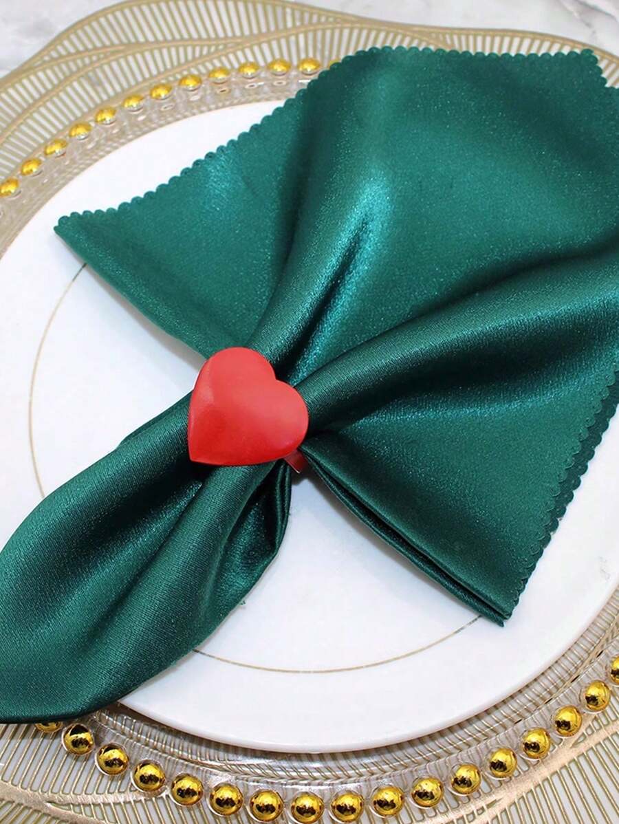 2 件情人节金属心形餐巾环，红色心形餐巾架，适用于餐厅餐桌装饰