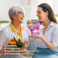 1 件 3D 花卉图案贺卡紫色花朵蝴蝶手工卡片装饰摆件，适合妈妈生日礼物、周年纪念礼物、母亲节装饰摆件、给妈妈的惊喜（无声源） - 彩色 - 查看 4