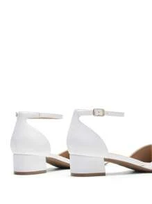 Women's Ankle Strap Low Heel Pumps Dress Shoes Pointed Toe Closed Toe Comfortable Casual D'Orsay Flats - 白色 - 查看 5